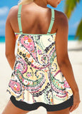 Patchwork Mid Waisted Paisley Print Tankini Top