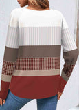 Patchwork Striped Long Sleeve Round Neck Sweatshirt