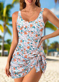 Floral Print  One Piece Swimdress And  Panty