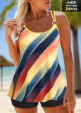 Circular Ring Mid Waisted Dazzle Colorful Tankini Top