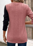Patchwork Long Sleeve Round Neck T Shirt