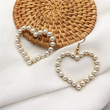 Bead Embellished Heart Shape Gold Metal Earring Set - soofoom.com