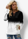 Ombre Lace Up  Sweatshirt