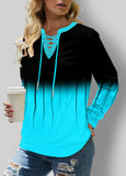 Ombre Lace Up  Sweatshirt