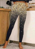 Gradient Glittering High Stretch Printed Pants