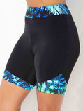 Skinny Printed High Waist Swim Shorts