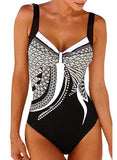 Floral Strap Sexy Plus Size One-piece Swimsuits - soofoom.com