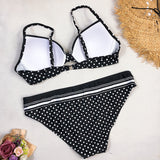 Dot Patchwork Strap Sexy Elegant Bikinis Swimsuits - soofoom.com