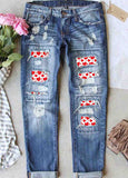 Patchwork Hollow Out Ripped Jeans