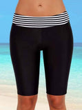 Striped High Waist Skinny Swim Shorts