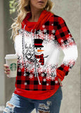 Christmas Snowman Print Drawstring  Sweatshirt