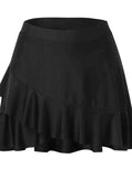 Black High Waisted Layered Swim Skirt