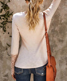 Apricot Lace-Sleeve Henley