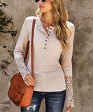 Apricot Lace-Sleeve Henley