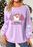 Button Christmas Print Long Sleeve Sweatshirt