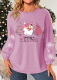 Button Christmas Print Long Sleeve Sweatshirt