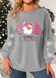 Button Christmas Print Long Sleeve Sweatshirt