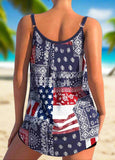 Bowknot American Flag Print Tankini Set