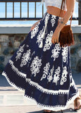 Boho Ornate Front-Tie Maxi Skirt For Vacation