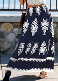 Boho Ornate Front-Tie Maxi Skirt For Vacation