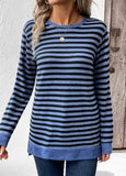 Tummy Coverage Patchwork Striped  Long Sleeve T Shirt