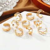 10pcs/Set Vintage Open Star & Moon Toe Ring