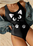 Cat  Print  One Piece Swimsuit