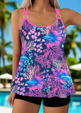 Tummy Coverage Circular Ring  Printed  Tankini Set