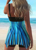 Ombre Asymmetric Hem Cyan Swimdress Set