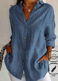 Long Sleeve Plain Regular Micro-Elasticity Loose Shirt