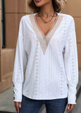 White Lace Long Sleeve Sweatshirts