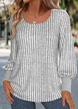 Stripe  Long Sleeve Round Neck Top