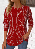 Christmas Tummy Coverage Polka Dot  Round Neck T Shirt