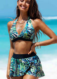 Leaf  Print High Waist Bikini Set