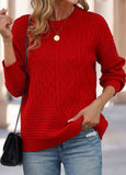 Weave Long Sleeve Round Neck Sweater