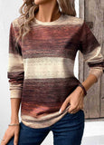 Patchwork Geometric Print Long Sleeve T Shirt