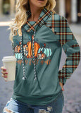 Patchwork Plaid Long Sleeve Hoodie