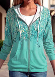 Zipper Print  Long Sleeve Sweatshirt