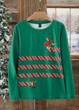 Christmas Elk Print Long Sleeve T-Shirt