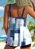 Geometric Print Double Straps Tankini  Set