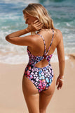 Multicolored Leopard Print O-Ring One Piece Swimsuit