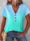 Button V Neck T Shirt