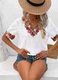 Floral Guipure Lace V Neck T-Shirt