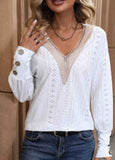 White Lace Long Sleeve Sweatshirts