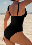 Ginger Ribbed & Ruched One-Piece  Swimsuit