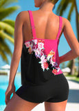 Floral Print Hot Pink Tankini Set