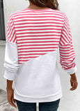 Pink Patchwork Striped Long Sleeve Round Neck Sweatshirt