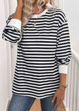 Patchwork Striped Long Sleeve Round Neck T Shirt