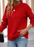 Weave Long Sleeve Round Neck Sweater