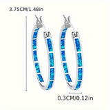 Sterling Silver Hypoallergenic Hoop  Opal Bohemian Earrings